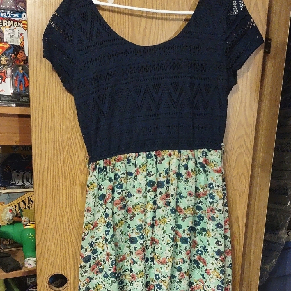 Navy and Floral Dress